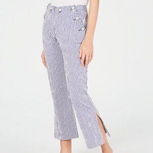 Trina Turk Lyric Theater Wide Leg Stripe Pants 10 Blue Classic Preppy Spring